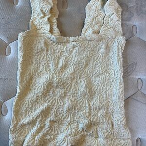 Free People Cream Textured Top